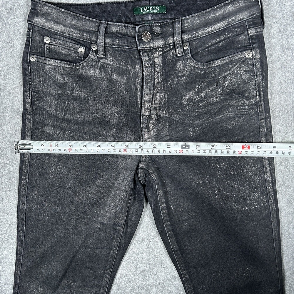 Lauren Ralph Lauren Jeans Womens Size 6 30x29 Black Classic Skinny Waxed - Picture 7 of 16